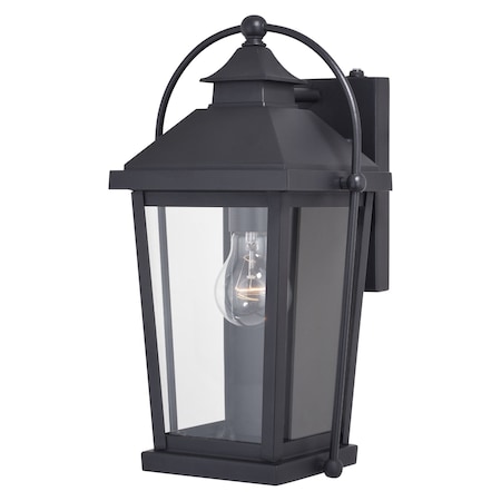 Vaxcel Lexington 1 Light Dusk to Dawn Black Outdoor Wall Lantern Clear Glass T0540